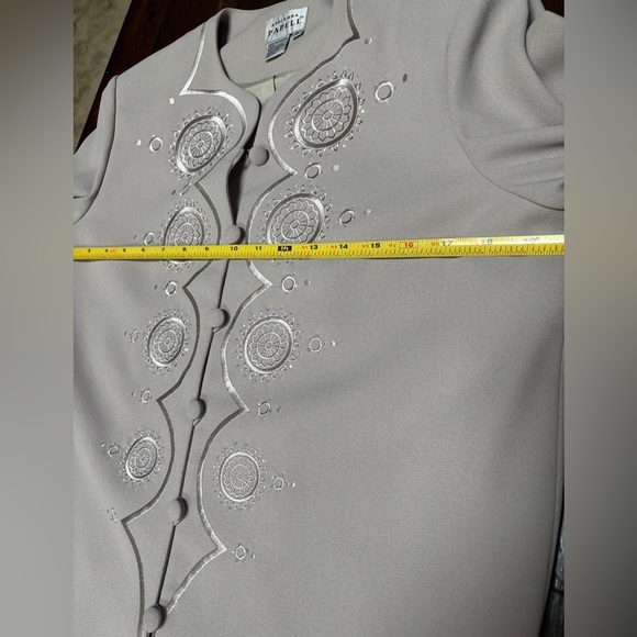 ADRIANNA PAPELL 2 Pc Formal Wedding Elegant Embroidered Jacket & Pants Set Sz 8 - Picture 9 of 15